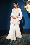 Ivory Organza Kurta Set With Crush Silk Sharara