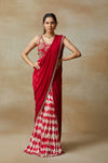 Red Sharara Saree With Intricate Handwork