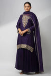 Pure Organza Purple Kurta Set With Zardozi Handwork