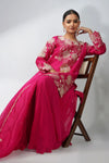 Pure Organza Fuschia Kurta Set Featuring 3d Handwork