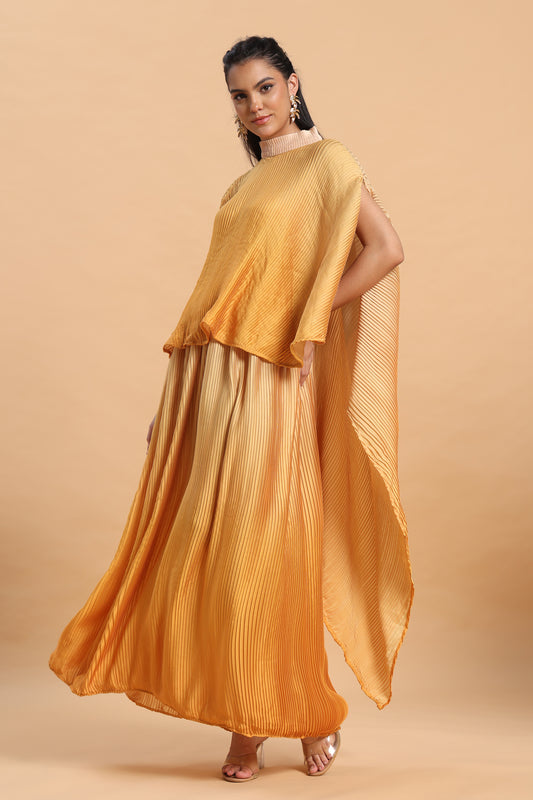 Yellow and cream ombre leated co ord set