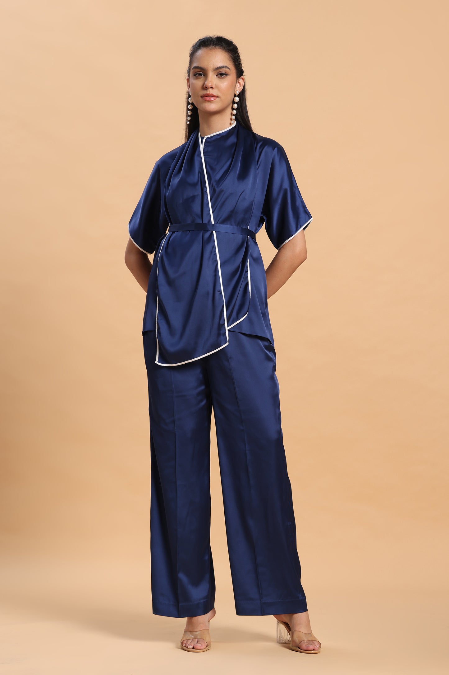 Blue satin co ord set