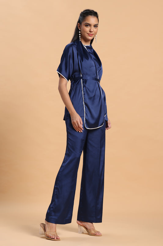 Blue satin co ord set