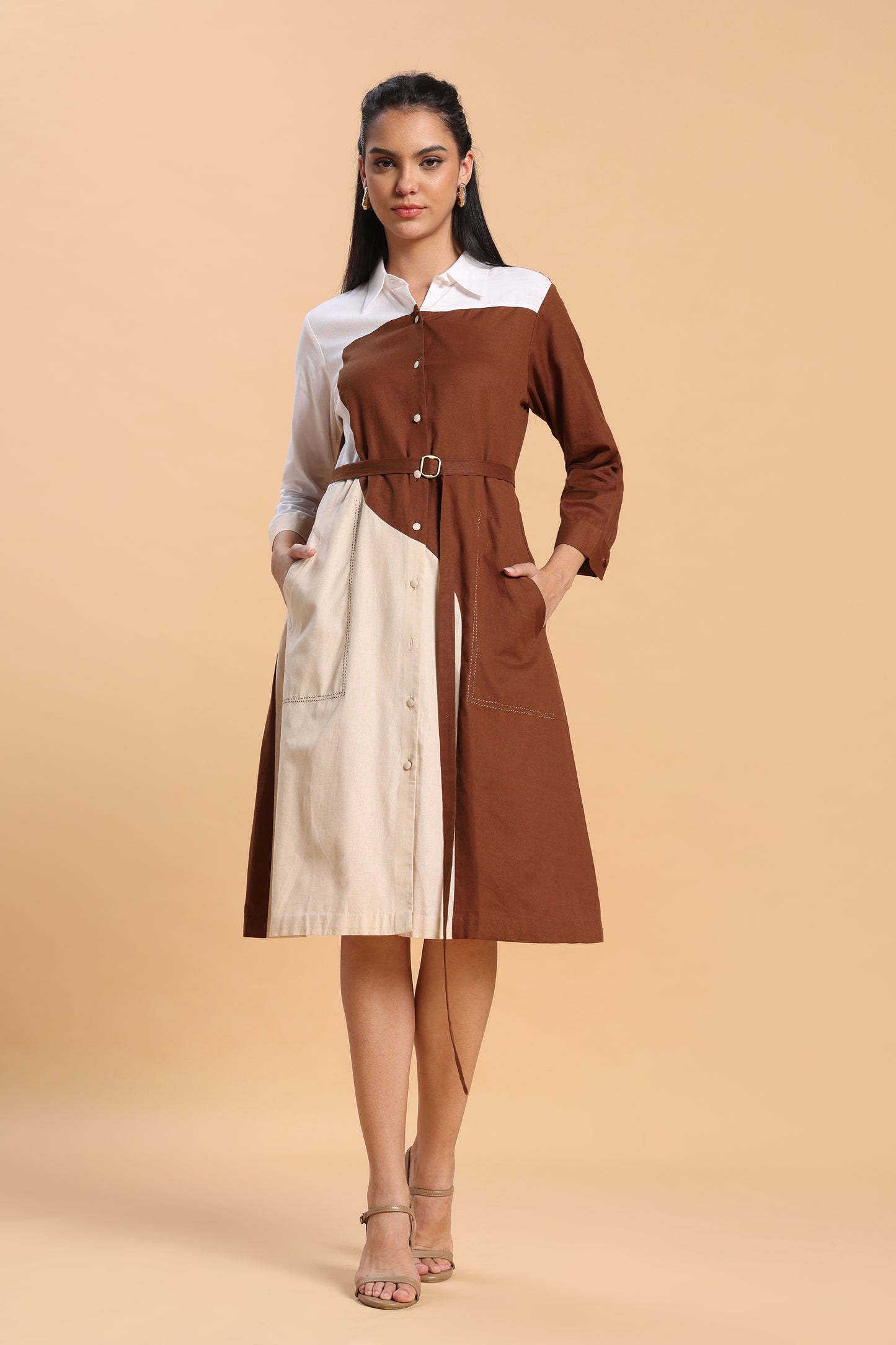 Brown linen dress
