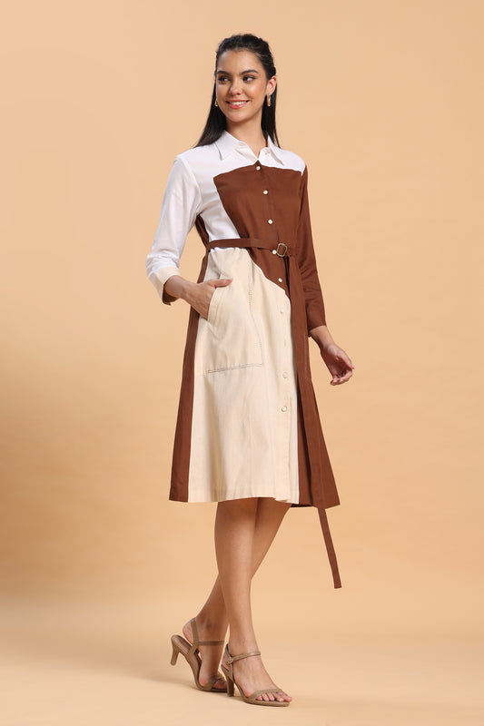 Brown linen dress