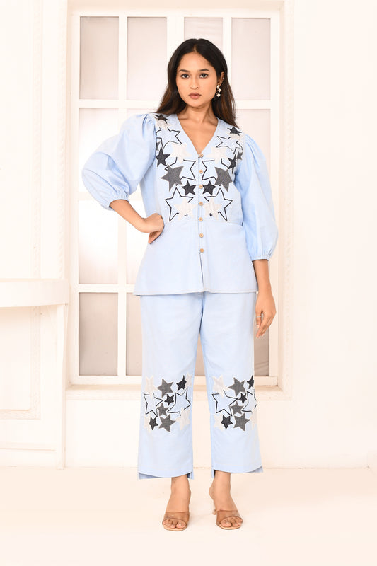 Blue cotton co ord set