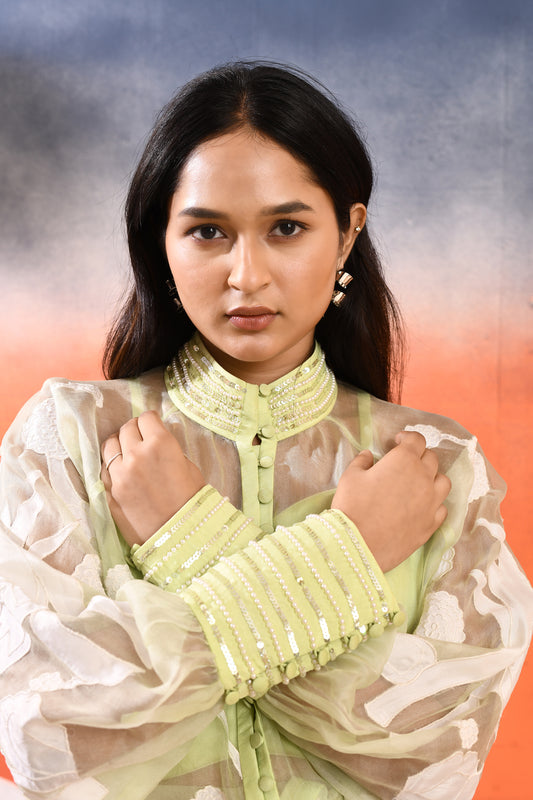 Organza green co ord set