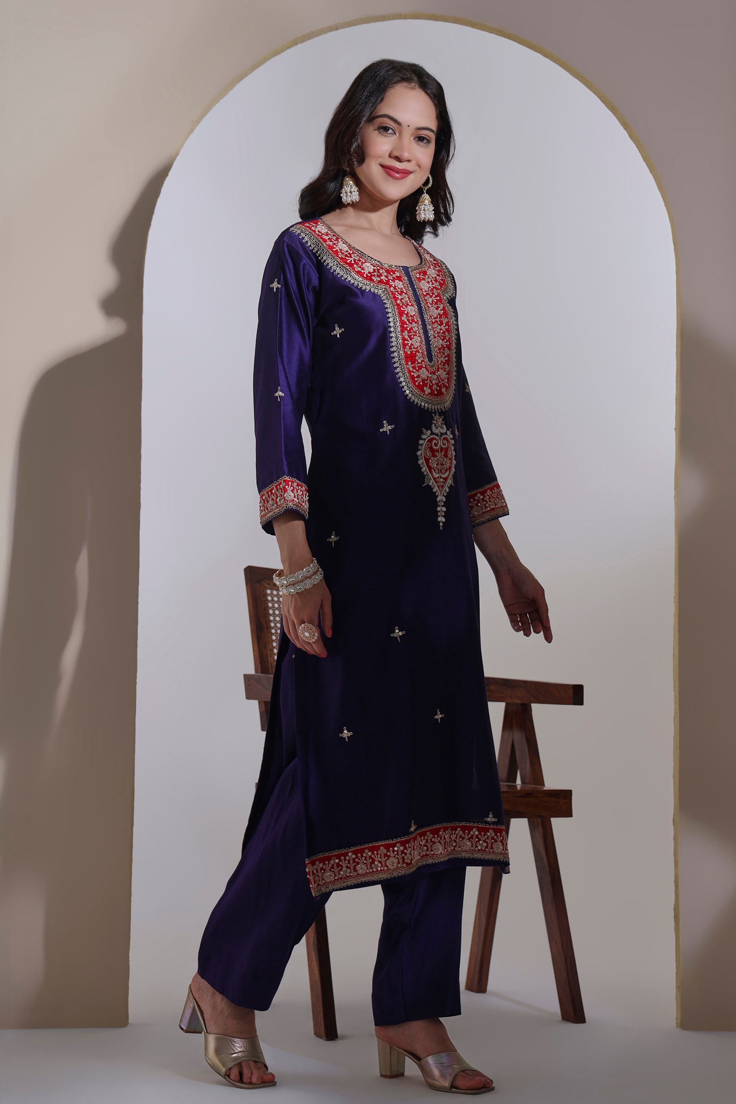 Purple Kurta Set with Zardozi Handwork
