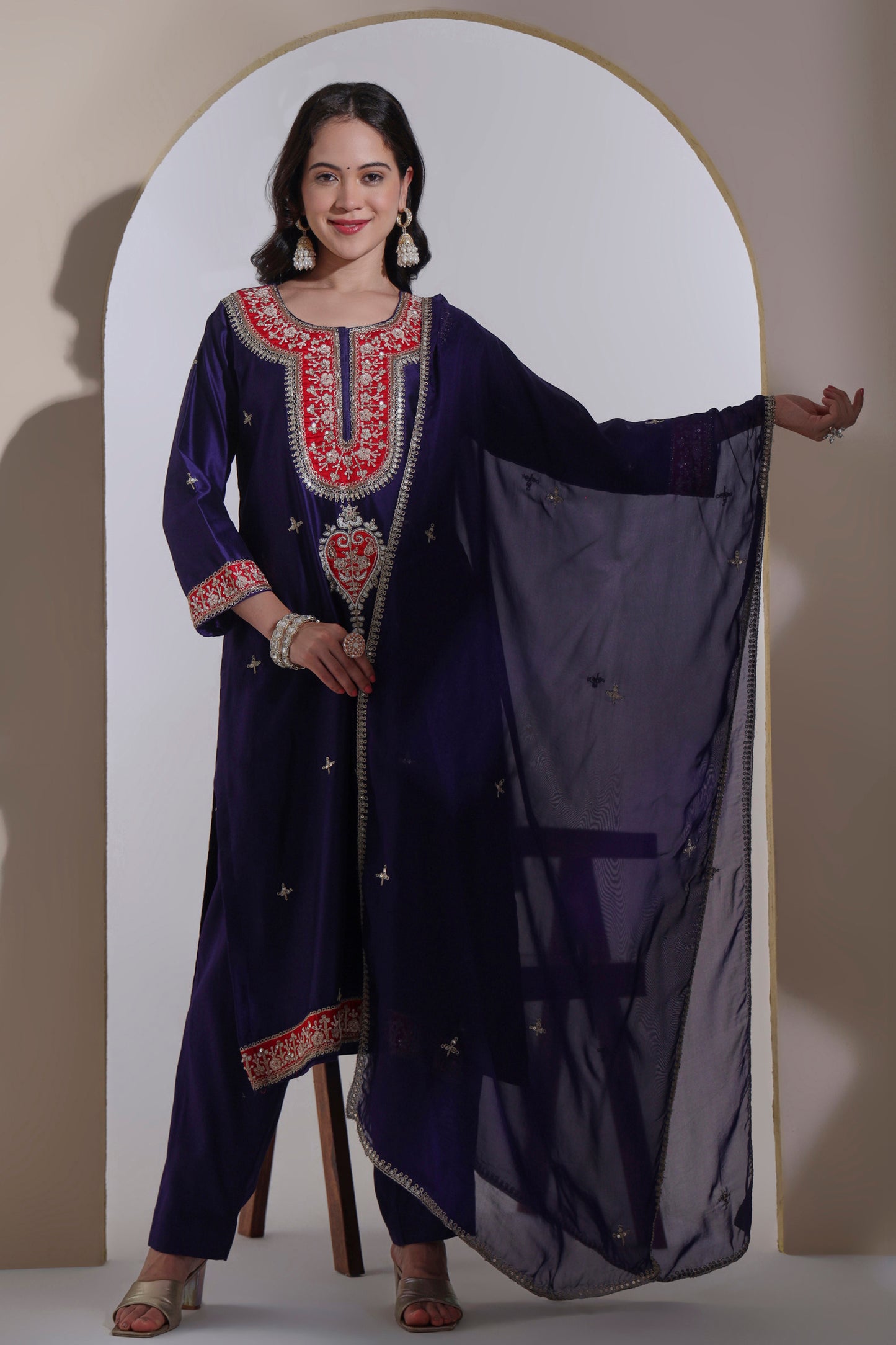 Purple Kurta Set with Zardozi Handwork