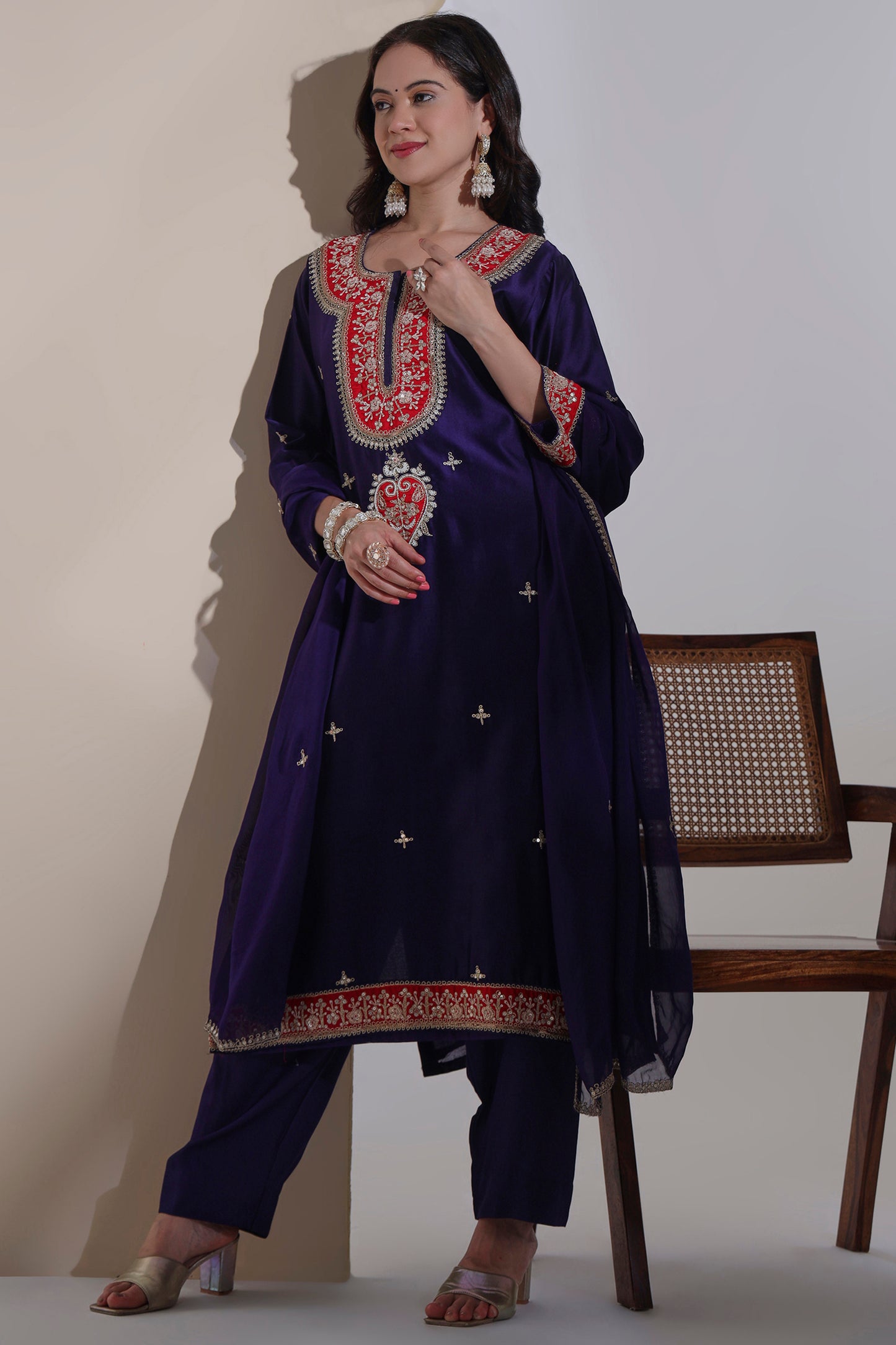 Purple Kurta Set with Zardozi Handwork
