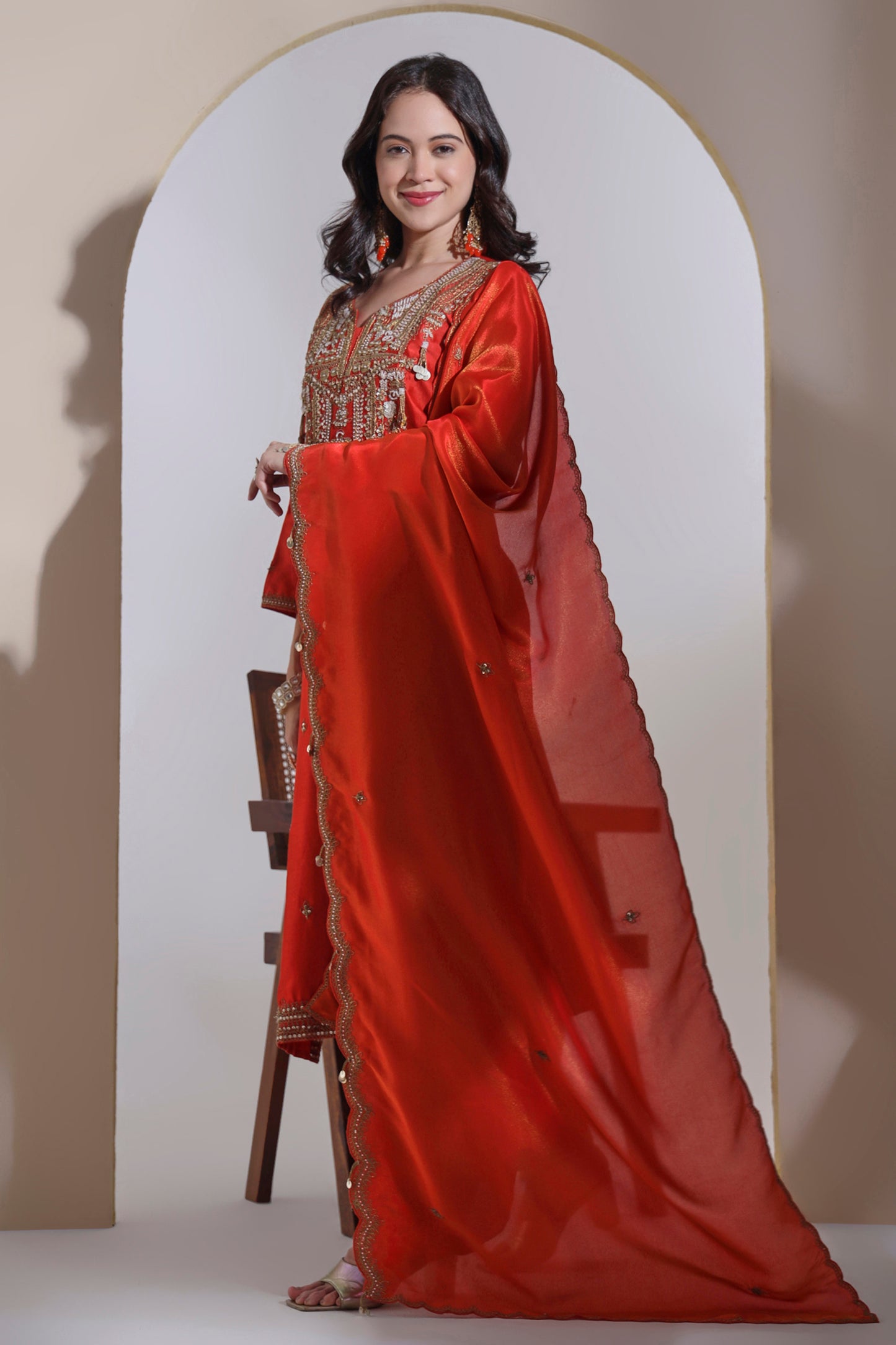 Chanderi Kurta set with zardozi hand embroidery