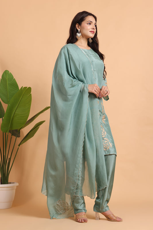 Sky Blue silk kurta set