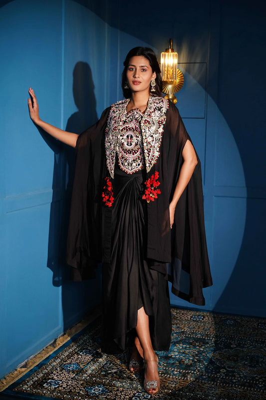 3-piece Hand-embroidered Cape Ensemble