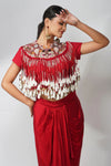 Tassel Zardozi Top & Luxe Satin Drape Skirt Ensemble