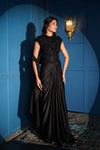 Handcrafted Black Top With Handwork Paired With A Drape Skirt