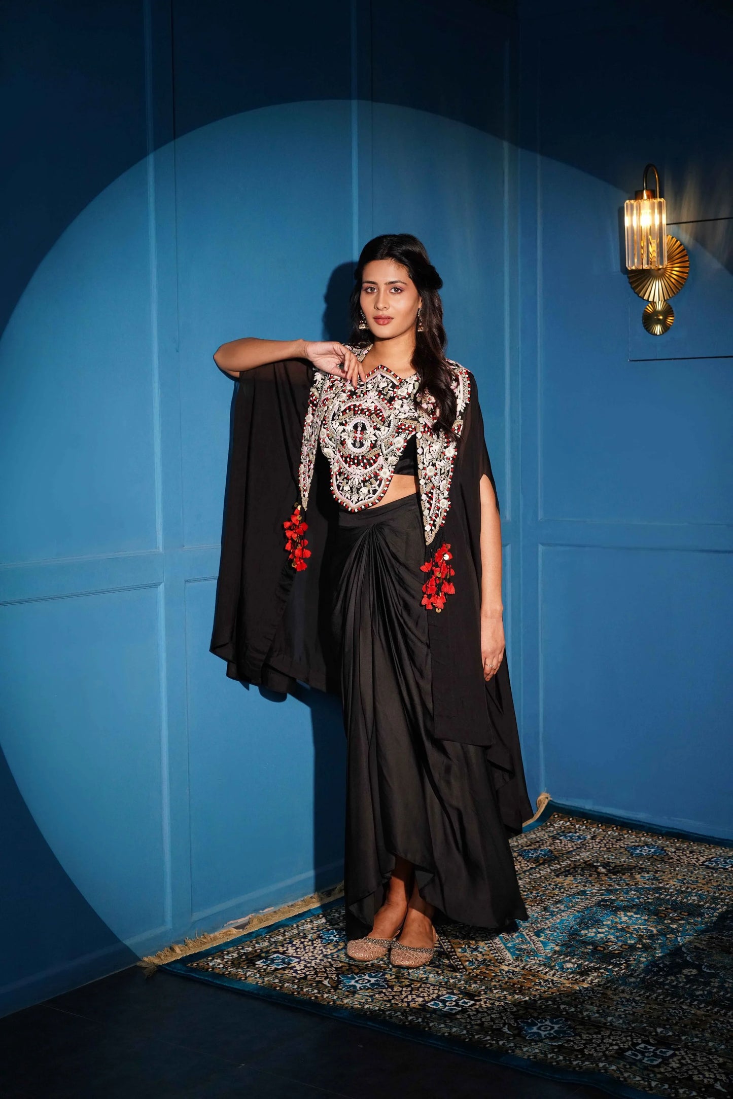 3-piece Hand-embroidered Cape Ensemble