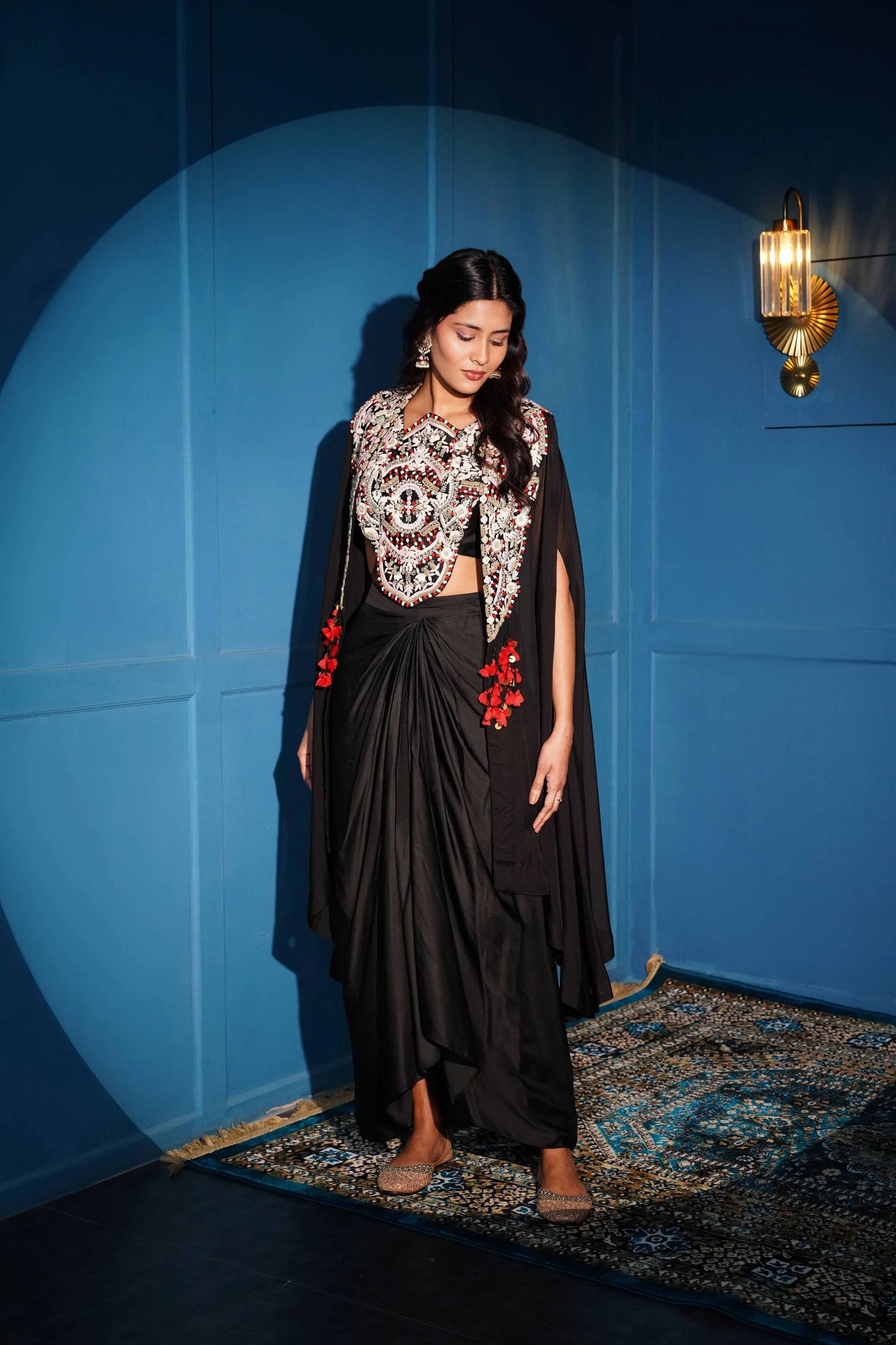 3-piece Hand-embroidered Cape Ensemble