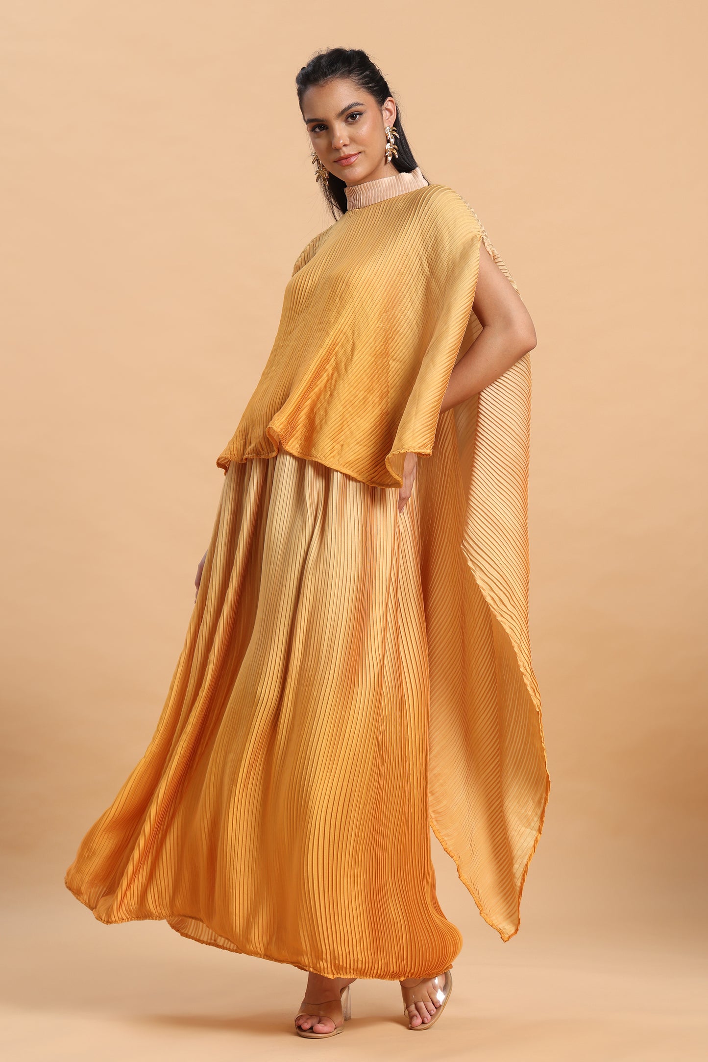 Yellow and cream ombre leated co ord set