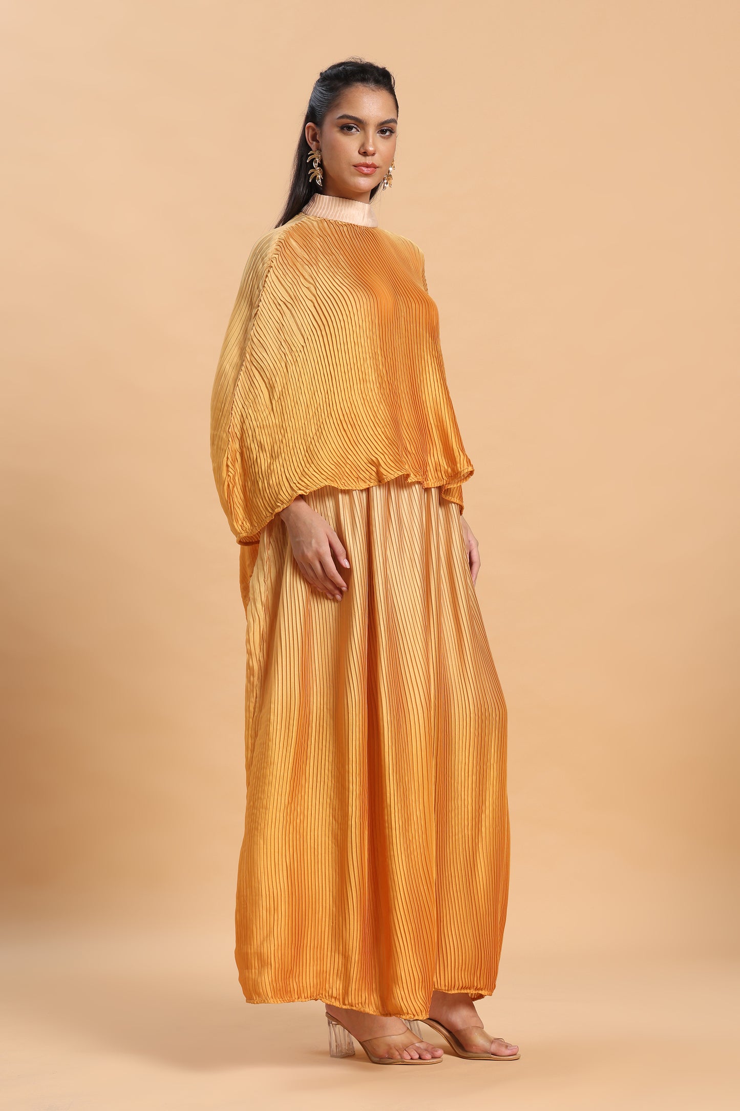 Yellow and cream ombre leated co ord set