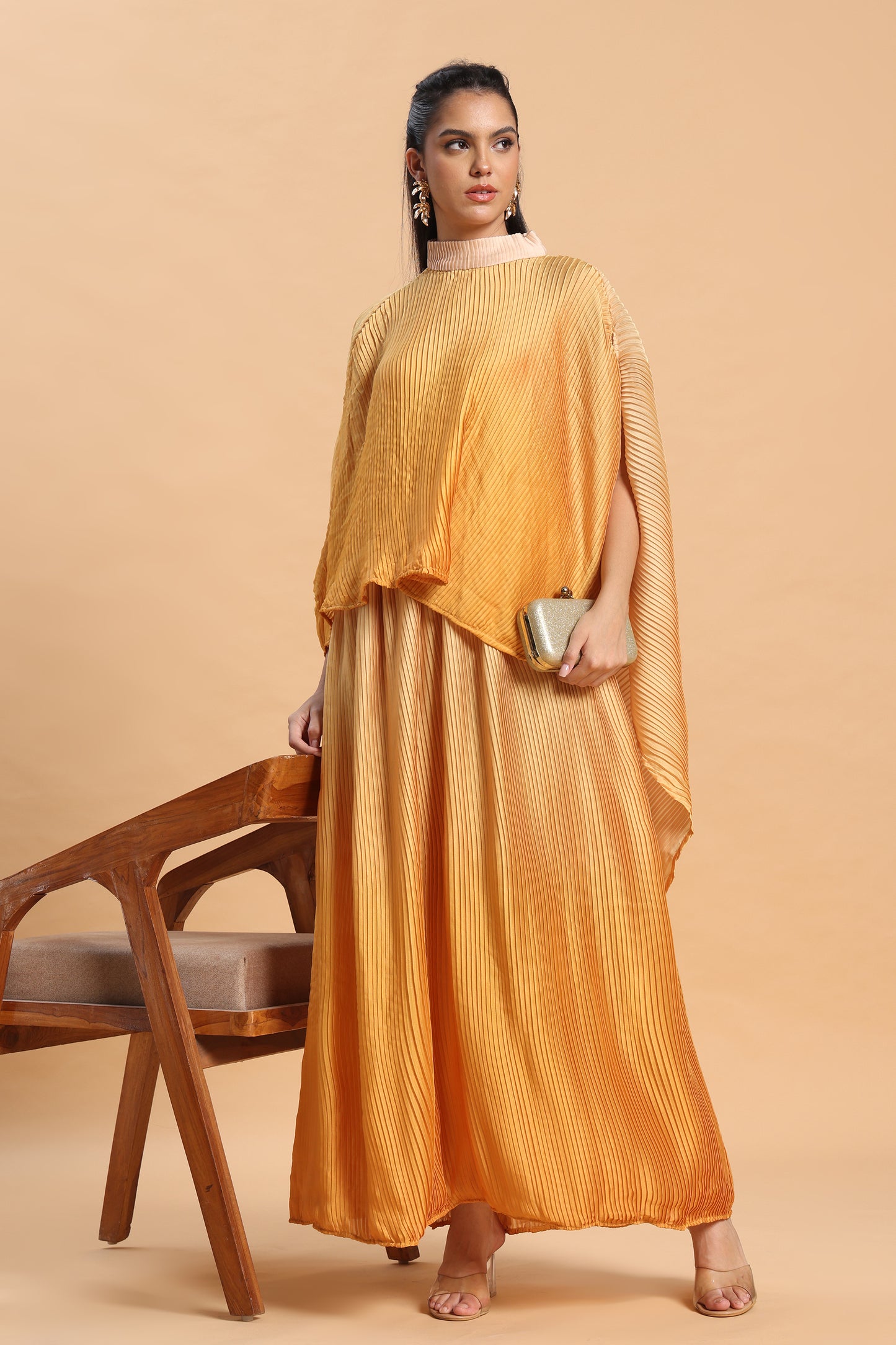 Yellow and cream ombre leated co ord set