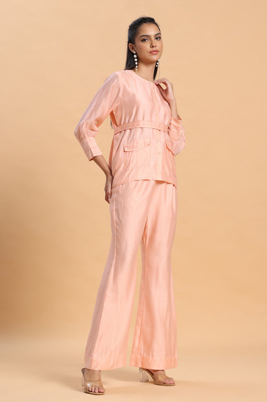 Pink shirt and bell bottom co ord set