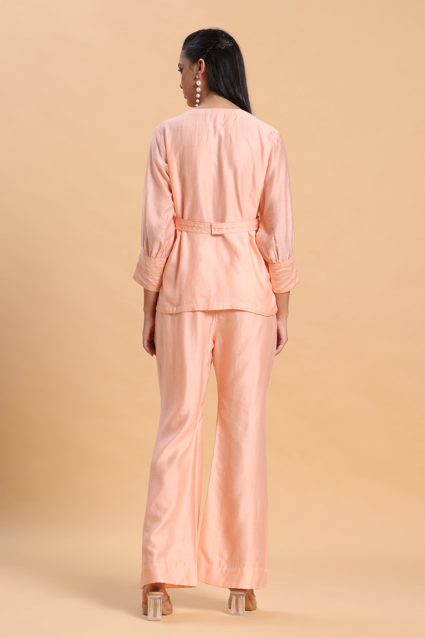 Pink shirt and bell bottom co ord set