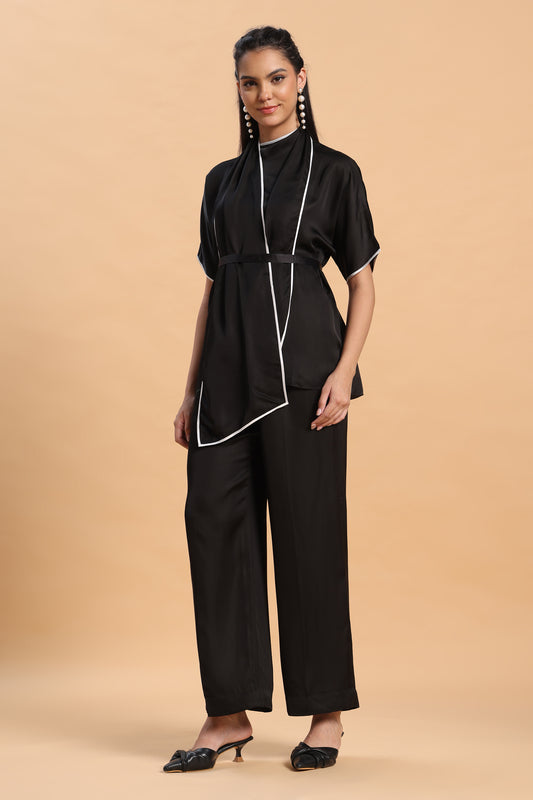 Black satin co ord set