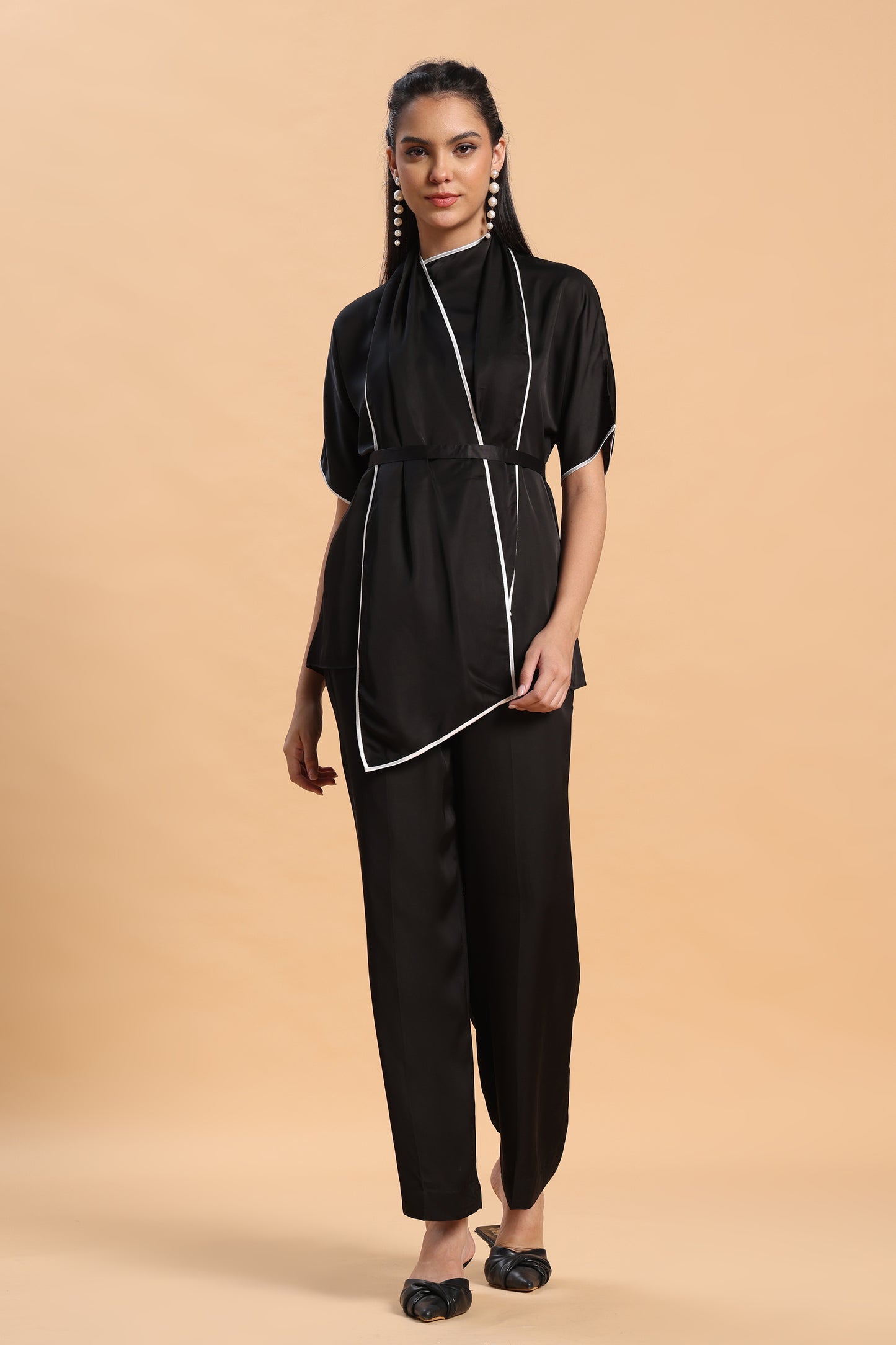 Black satin co ord set