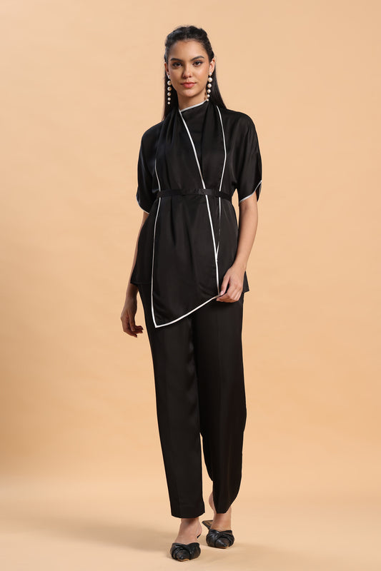 Black satin co ord set