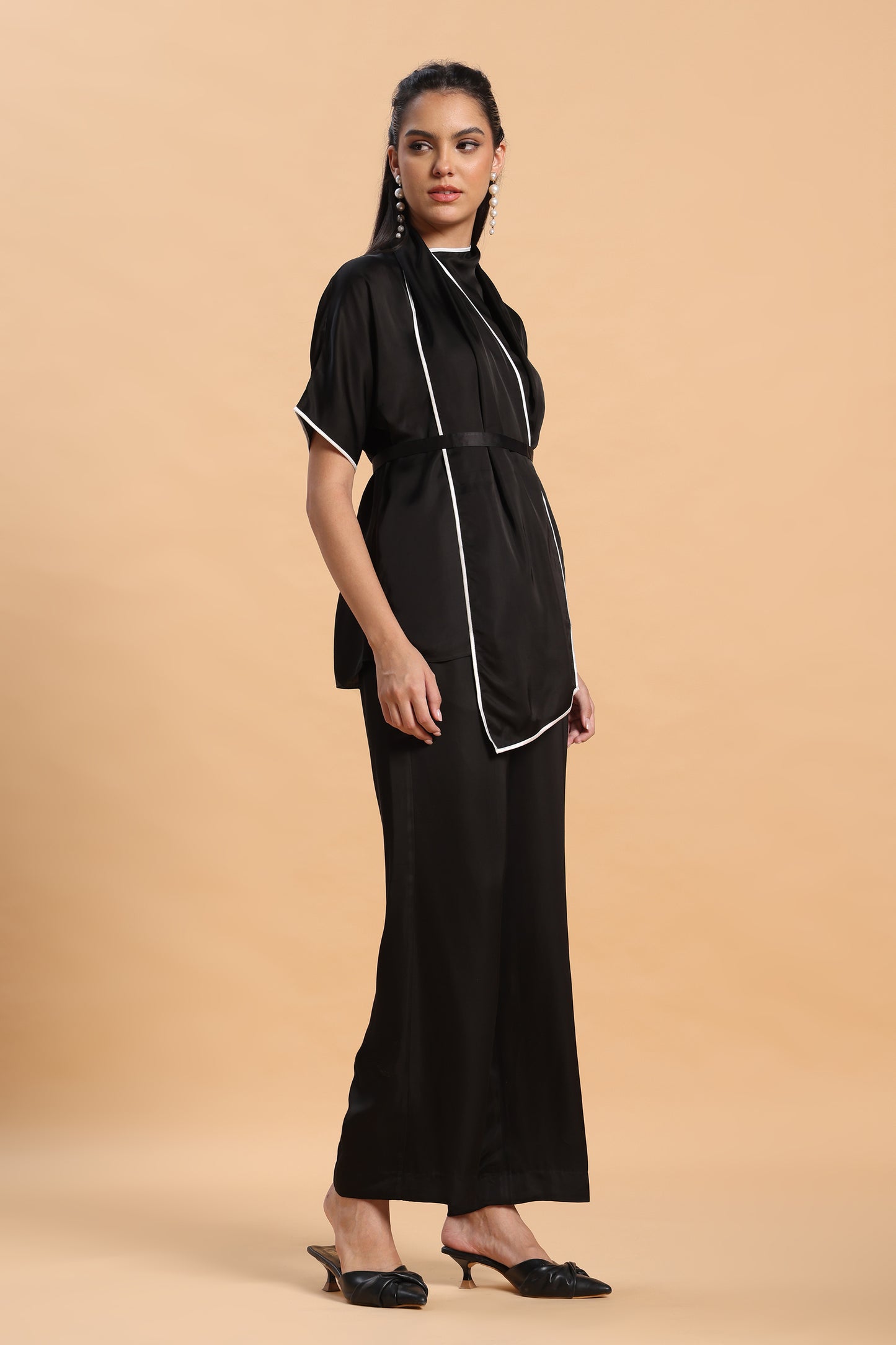 Black satin co ord set