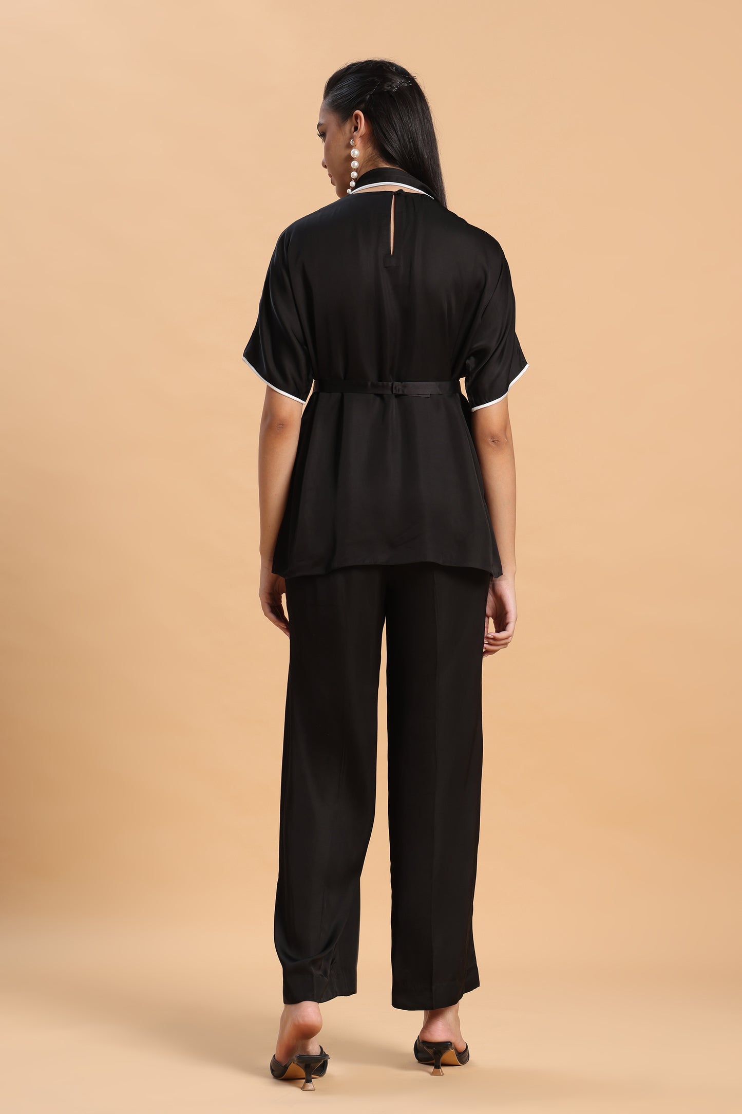 Black satin co ord set