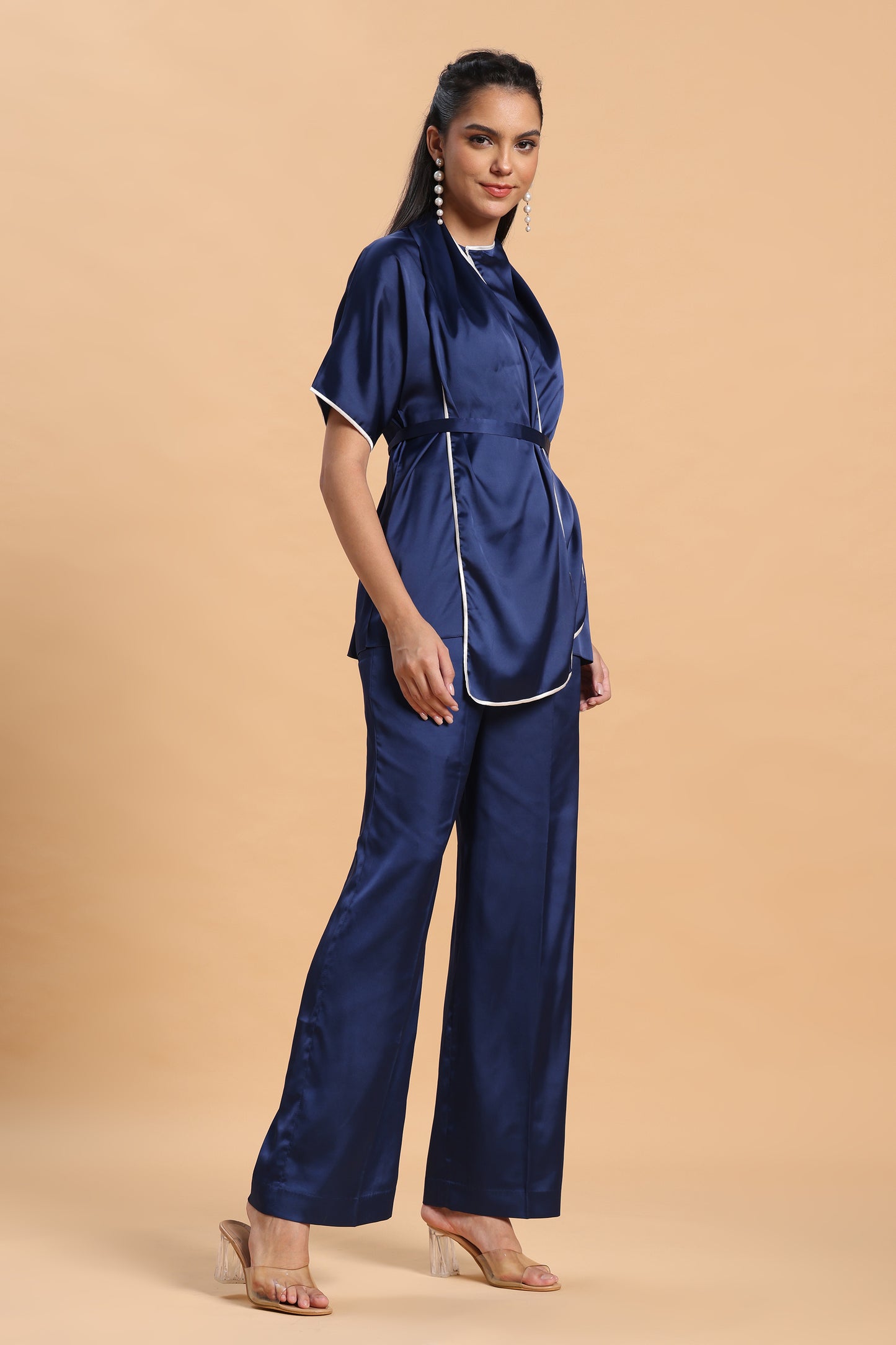 Blue satin co ord set