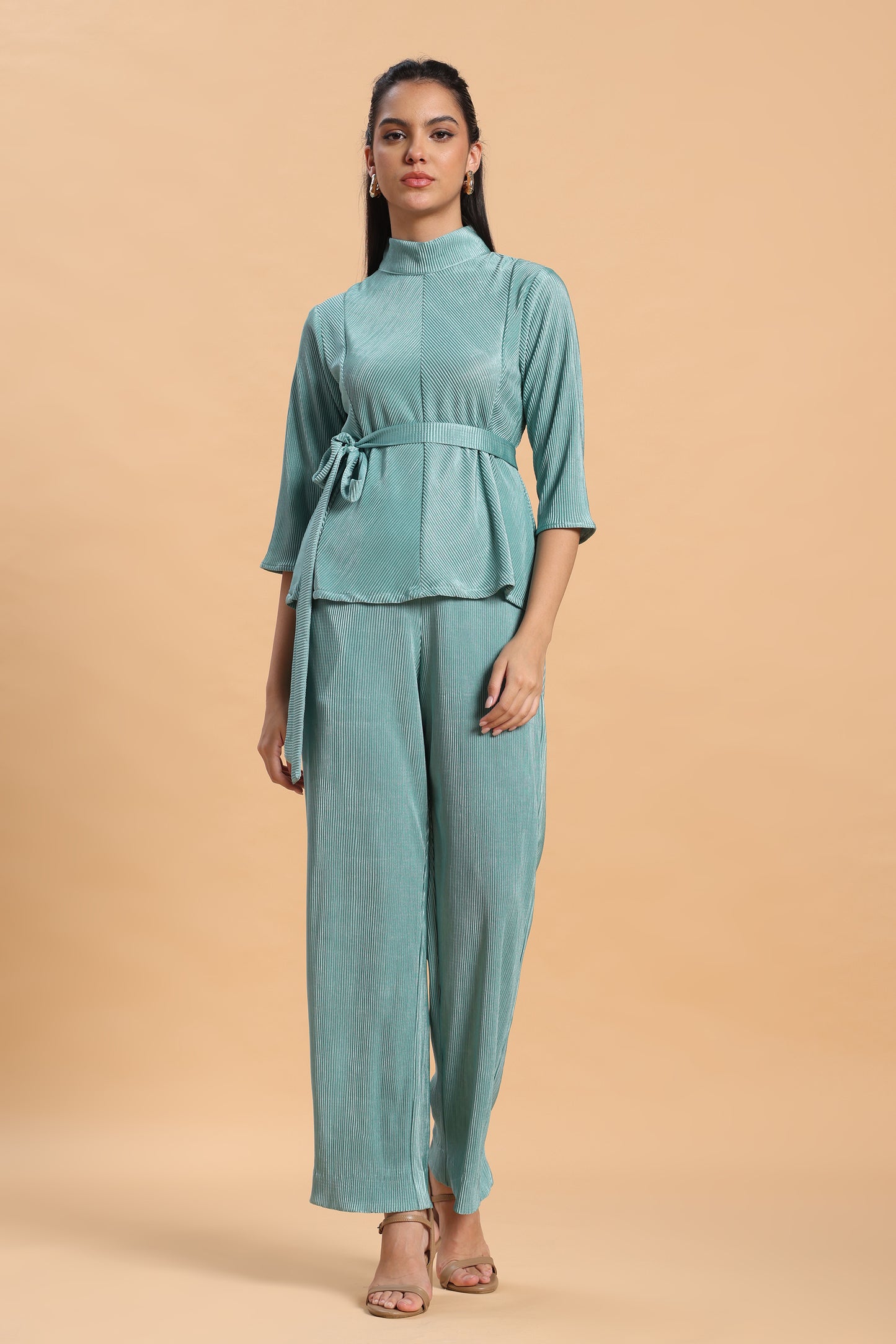 Blue pleated co ord set