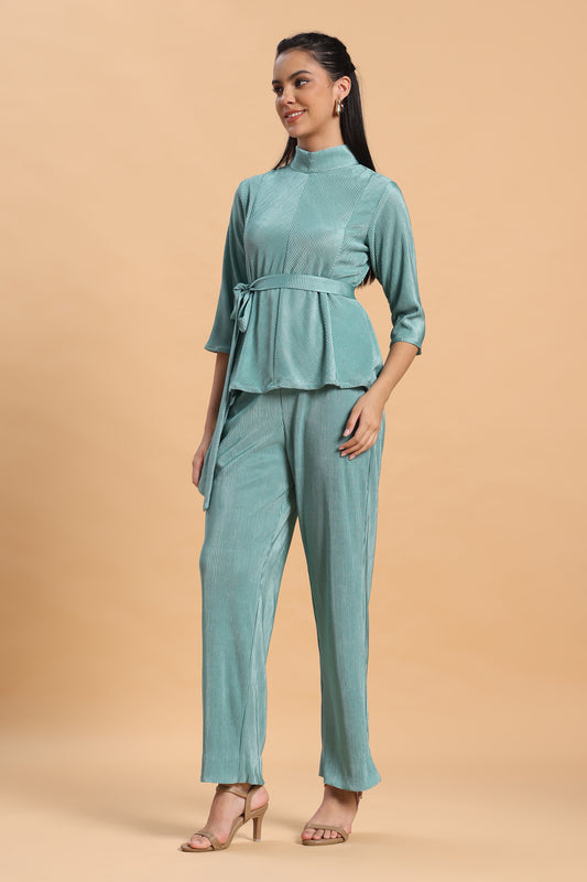 Blue pleated co ord set