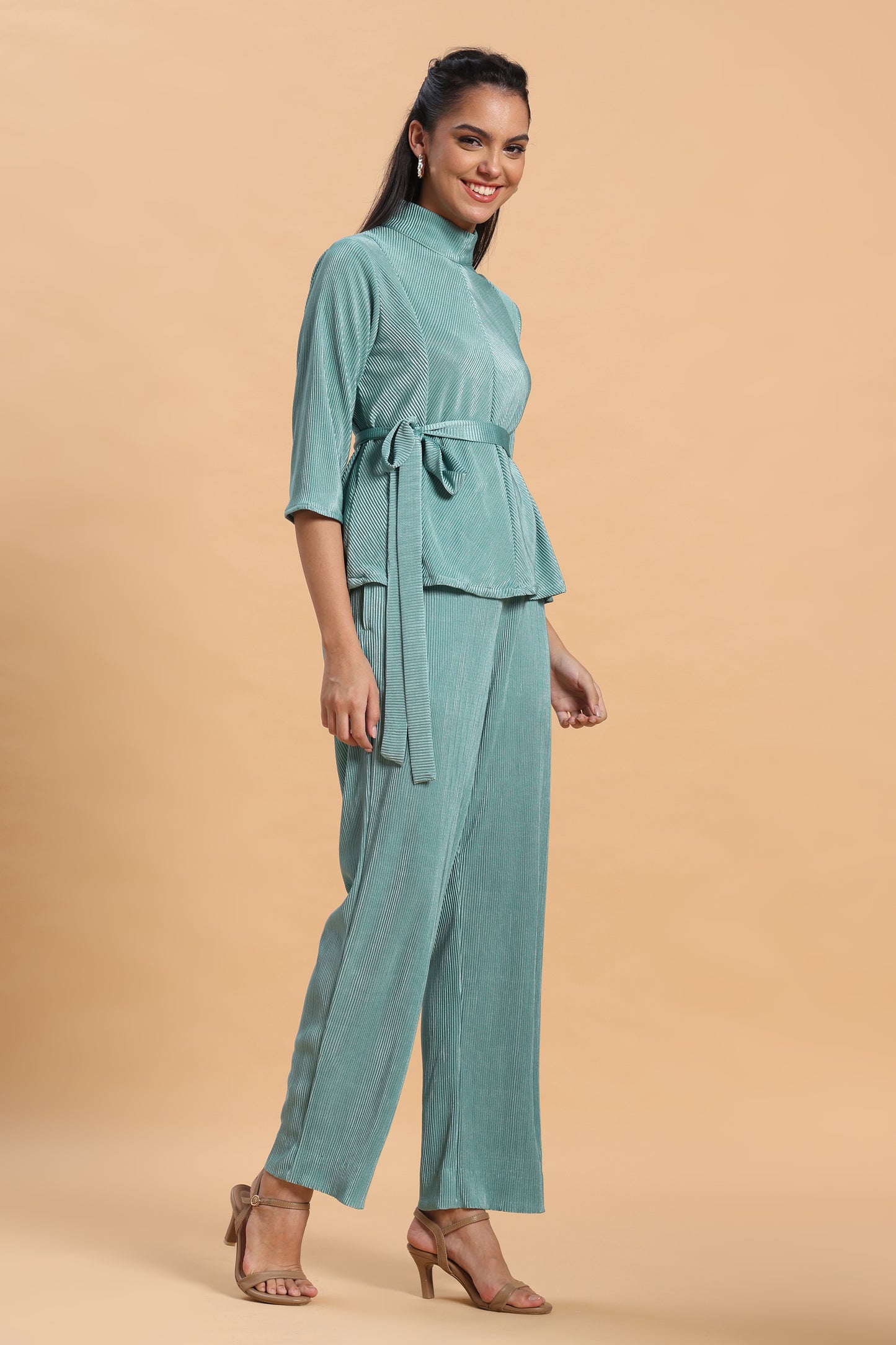 Blue pleated co ord set