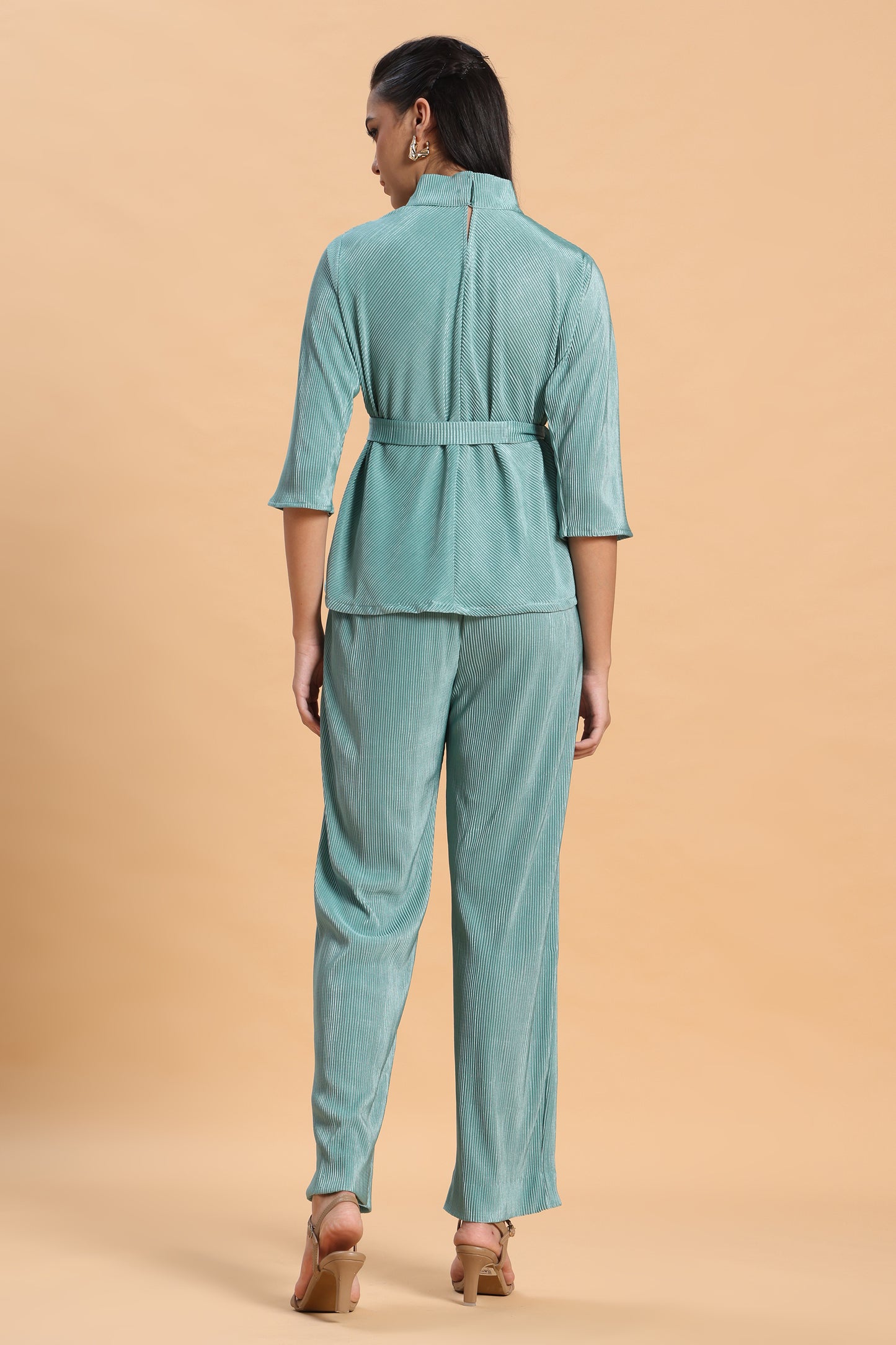 Blue pleated co ord set