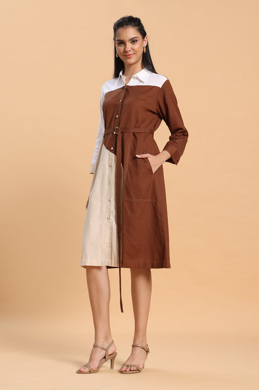 Brown linen dress