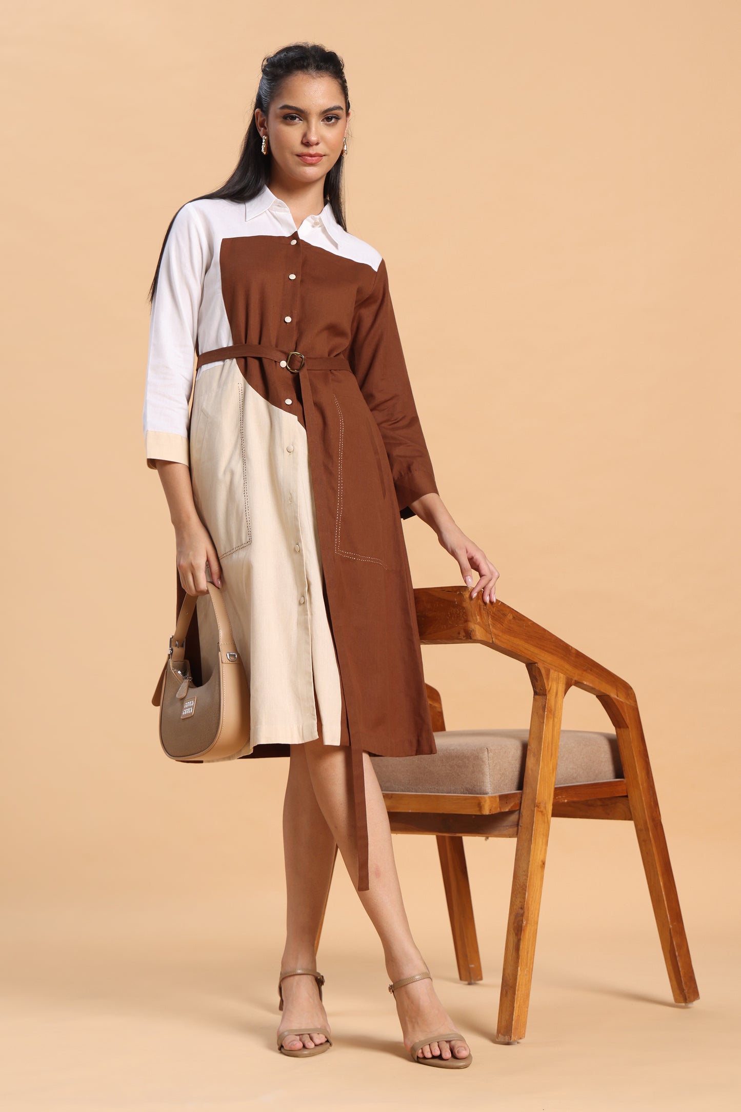 Brown linen dress