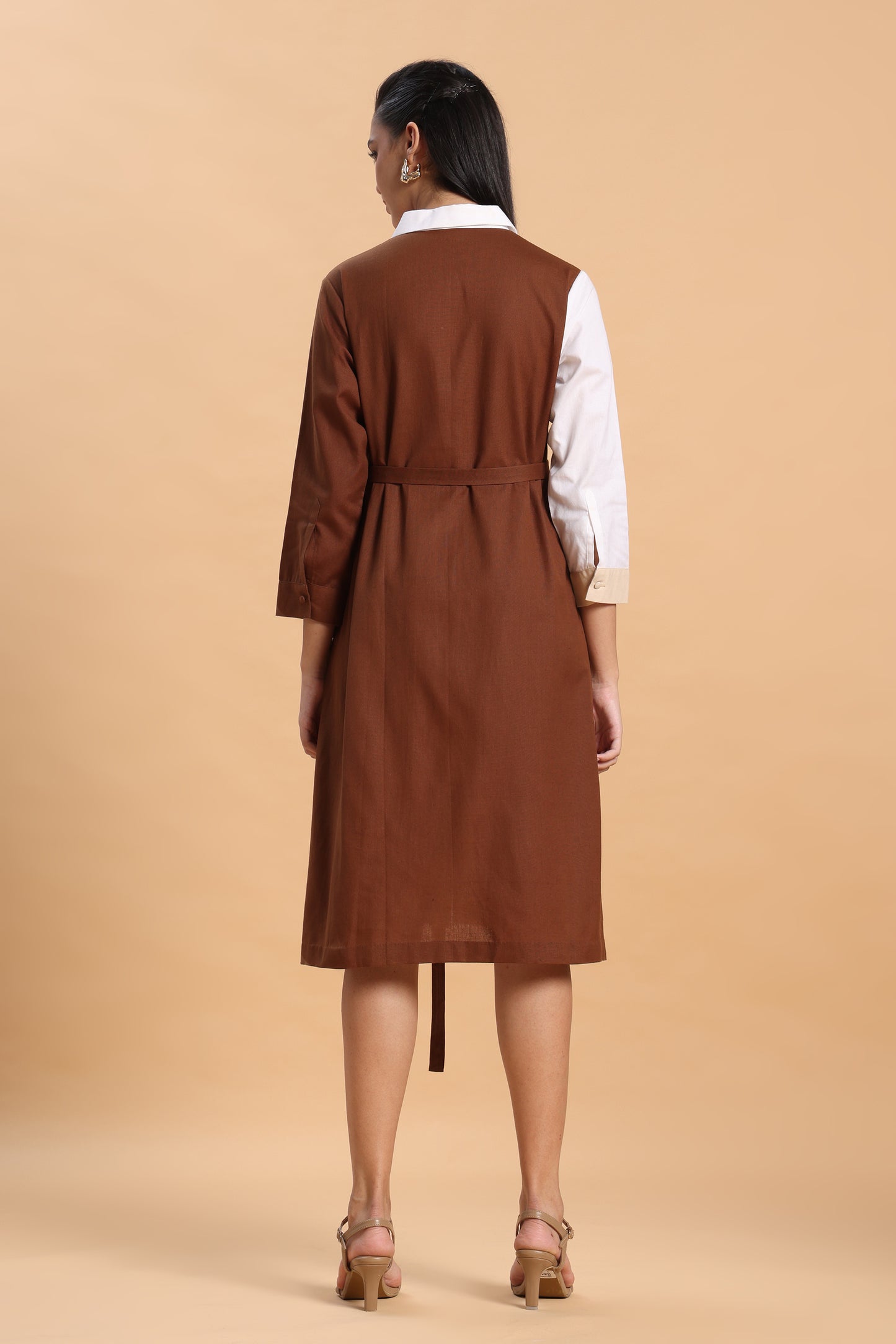 Brown linen dress