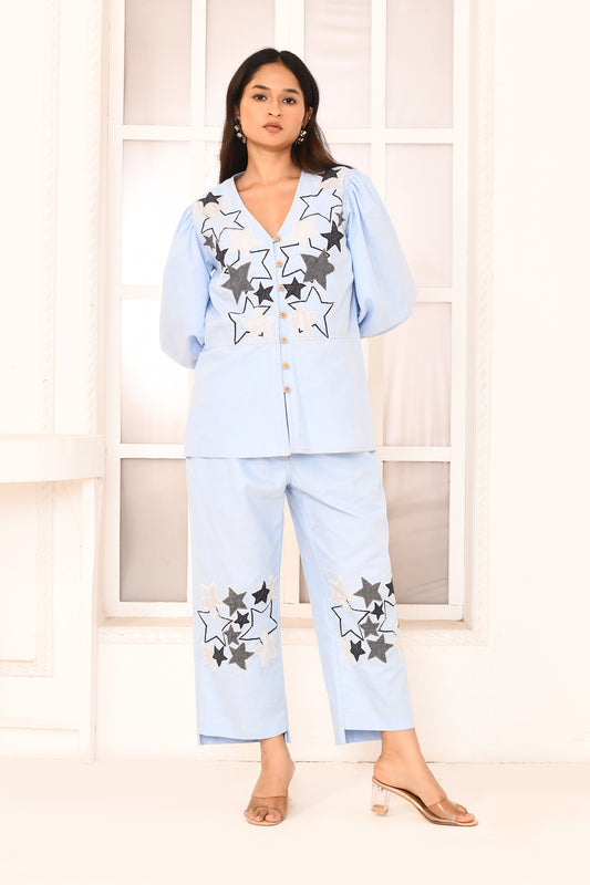 Blue cotton co ord set