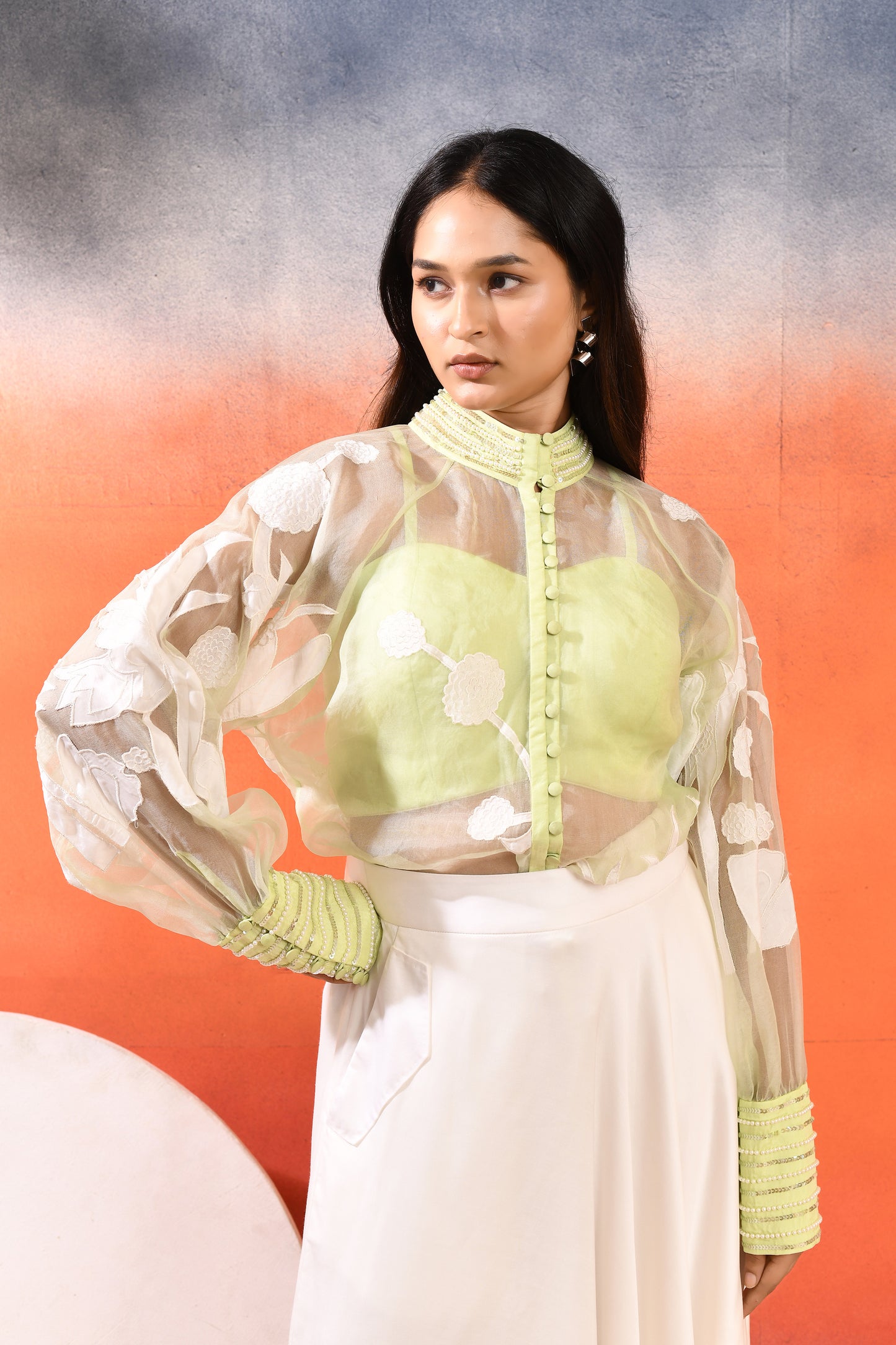 Organza green co ord set