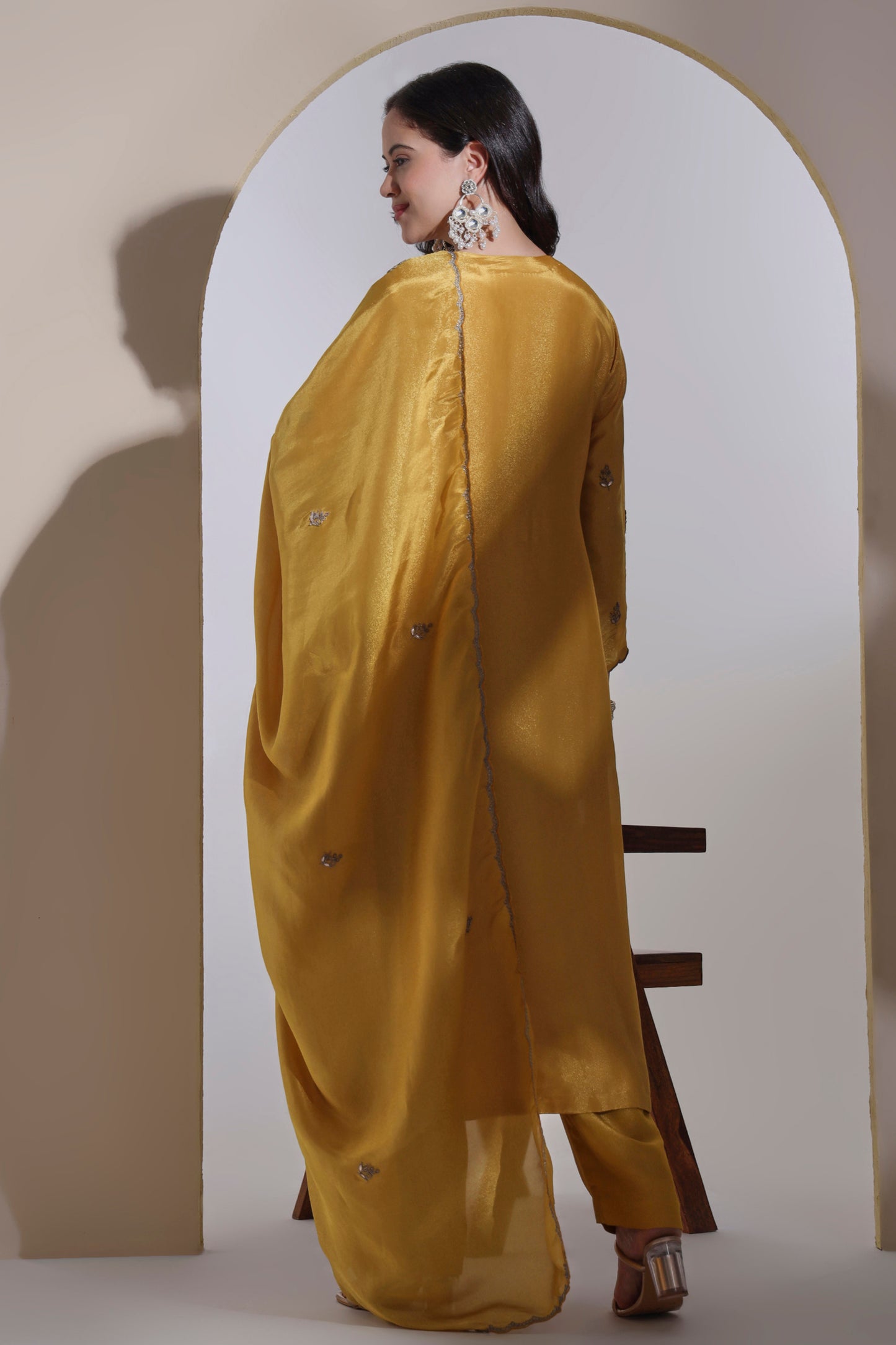 Tissue Kurta set with zardozi hand embroidery
