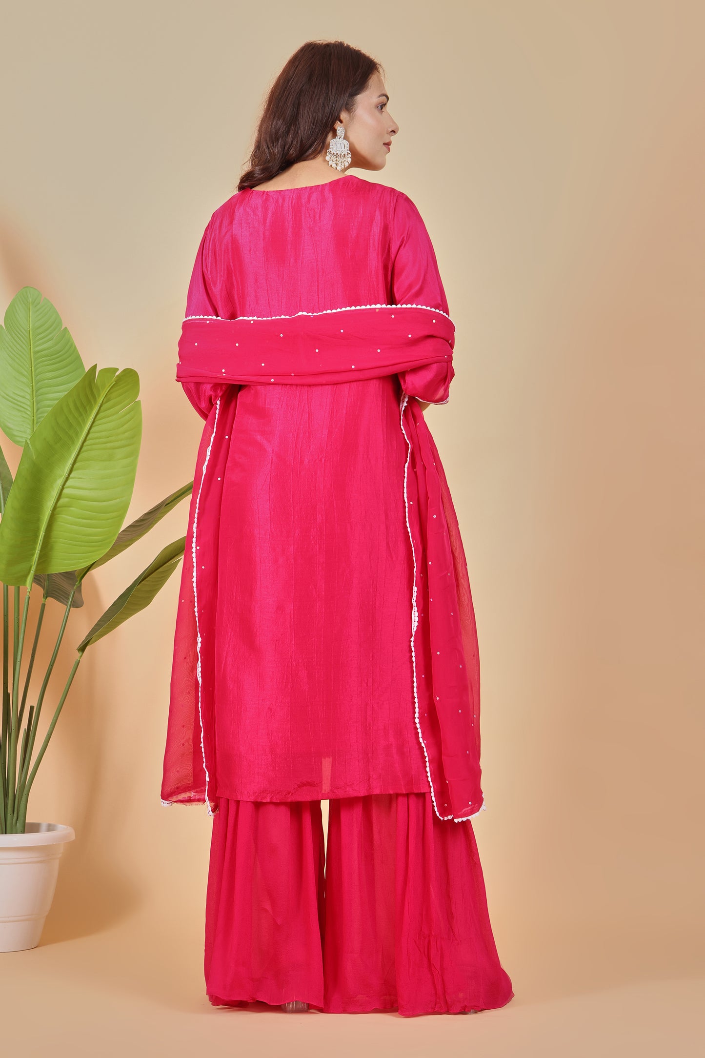 Fuschia Sharara Set with Hand embroidery